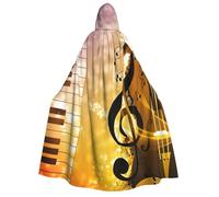 JEJEA Piano Violin Music Notes print Halloween Hooded Cloak Cape Unisex for Cosplay, Christmas Party Favors Witchy Outfits