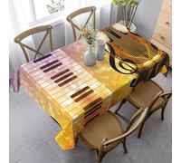 JEJEA Piano Violin Music Notes print Rectangle Tablecloth Wrinkle Free Soft Table Cloth for Dining Christmas Room Decoration