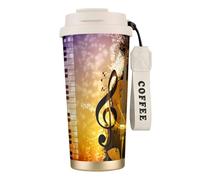 JEJEA Piano Violin Music Notes Print Stainless Steel Insulated Mugs, Double Wall Coffee Cups, Coffee Travel Mug for Home Office