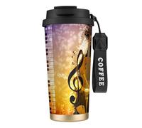 JEJEA Piano Violin Music Notes Print Stainless Steel Insulated Mugs, Double Wall Coffee Cups, Coffee Travel Mug for Home Office