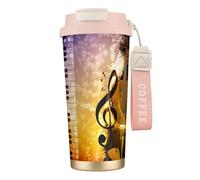 JEJEA Piano Violin Music Notes Print Stainless Steel Insulated Mugs, Double Wall Coffee Cups, Coffee Travel Mug for Home Office