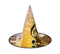 JEJEA Piano Violin Music Notes Print Women'S Large Witch Hat Witch Hat Witches Hats Halloween Cosplay Party Accessory