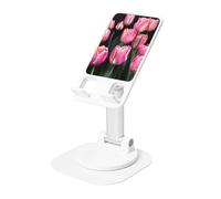 JEJEA Pink And Tulips Print Print Rotating Cell Stand,Cell Phone Stand For Desk,Adjustable Phone Holder, For All Phones