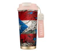 JEJEA Puerto Rico Wallpaper Flag Print Stainless Steel Insulated Mugs, Double Wall Coffee Cups, Coffee Travel Mug for Home Office