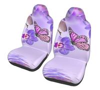 JEJEA Purple Butterfly Print Universal Car Seat Protector, 2 Pcs Universal Non-Slip Car Accessories Seat Cover For Truck Suv Sea