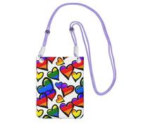 JEJEA Rainbow Colored Gay Pride Hearts Print Crossbody Phone Bag For Women Men, Adjustable Strap Phone Purse, For Travel Shopping
