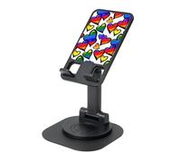 JEJEA Rainbow Colored Gay Pride Hearts Print Rotating Cell Stand,Cell Phone Stand For Desk,Adjustable Phone Holder, For All Phones