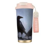 JEJEA Ravens Print Stainless Steel Insulated Mugs, Double Wall Coffee Cups, Coffee Travel Mug for Home Office