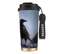 JEJEA Ravens Print Stainless Steel Insulated Mugs, Double Wall Coffee Cups, Coffee Travel Mug for Home Office