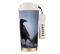 JEJEA Ravens Print Stainless Steel Insulated Mugs, Double Wall Coffee Cups, Coffee Travel Mug for Home Office