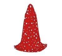 JEJEA Red And White Polka Dots Print Halloween Cosplay Christmas Party Outfits Hooded Wizard Robe Halloween Cloak Medieval Renaissance