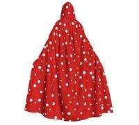 JEJEA Red And White Polka Dots print Halloween Hooded Cloak Cape Unisex for Cosplay, Christmas Party Favors Witchy Outfits