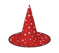 JEJEA Red And White Polka Dots Print Women'S Large Witch Hat Witch Hat Witches Hats Halloween Cosplay Party Accessory