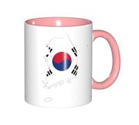 JEJEA Republic of Korea Flag Map Print 11 Oz Pottery Mug, Ceramic Coffee Cups Elegant Tea Mugs with Gift Box for Women with 6 Colors