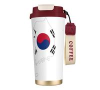 JEJEA Republic of Korea Flag Map Print Stainless Steel Insulated Mugs, Double Wall Coffee Cups, Coffee Travel Mug for Home Office