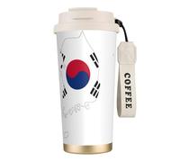 JEJEA Republic of Korea Flag Map Print Stainless Steel Insulated Mugs, Double Wall Coffee Cups, Coffee Travel Mug for Home Office
