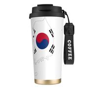 JEJEA Republic of Korea Flag Map Print Stainless Steel Insulated Mugs, Double Wall Coffee Cups, Coffee Travel Mug for Home Office
