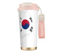 JEJEA Republic of Korea Flag Map Print Stainless Steel Insulated Mugs, Double Wall Coffee Cups, Coffee Travel Mug for Home Office