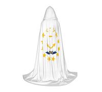 JEJEA Rhode Island State Flag Print Halloween Cosplay Christmas Party Outfits Hooded Wizard Robe Halloween Cloak Medieval Renaissance