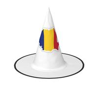 JEJEA Romania Flag Map Print Women'S Large Witch Hat Witch Hat Witches Hats Halloween Cosplay Party Accessory