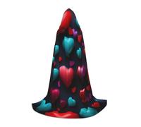 JEJEA Romantic Red Heart Print Halloween Cosplay Christmas Party Outfits Hooded Wizard Robe Halloween Cloak Medieval Renaissance