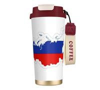 JEJEA Russian Flag Map Print Stainless Steel Insulated Mugs, Double Wall Coffee Cups, Coffee Travel Mug for Home Office