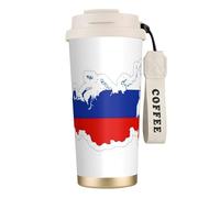 JEJEA Russian Flag Map Print Stainless Steel Insulated Mugs, Double Wall Coffee Cups, Coffee Travel Mug for Home Office