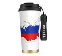 JEJEA Russian Flag Map Print Stainless Steel Insulated Mugs, Double Wall Coffee Cups, Coffee Travel Mug for Home Office