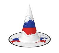 JEJEA Russian Flag Map Print Women'S Large Witch Hat Witch Hat Witches Hats Halloween Cosplay Party Accessory