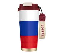 JEJEA Russian Flag Print Stainless Steel Insulated Mugs, Double Wall Coffee Cups, Coffee Travel Mug for Home Office