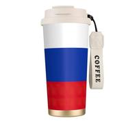JEJEA Russian Flag Print Stainless Steel Insulated Mugs, Double Wall Coffee Cups, Coffee Travel Mug for Home Office