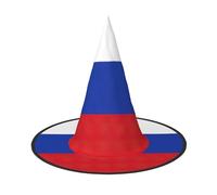 JEJEA Russian Flag Print Women'S Large Witch Hat Witch Hat Witches Hats Halloween Cosplay Party Accessory
