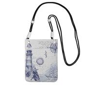 JEJEA Sail Boat Nautical Compass Print Crossbody Phone Bag For Women Men, Adjustable Strap Phone Purse, For Travel Shopping