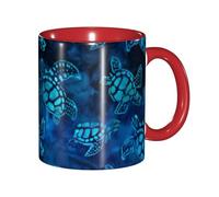 JEJEA Sea Turtle-Blue Print 11 Oz Pottery Mug, Ceramic Coffee Cups Elegant Tea Mugs with Gift Box for Women with 6 Colors