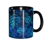 JEJEA Sea Turtle-Blue Print 11 Oz Pottery Mug, Ceramic Coffee Cups Elegant Tea Mugs with Gift Box for Women with 6 Colors