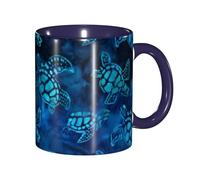 JEJEA Sea Turtle-Blue Print 11 Oz Pottery Mug, Ceramic Coffee Cups Elegant Tea Mugs with Gift Box for Women with 6 Colors