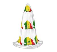 JEJEA Senegal Flag Map Print Halloween Cosplay Christmas Party Outfits Hooded Wizard Robe Halloween Cloak Medieval Renaissance