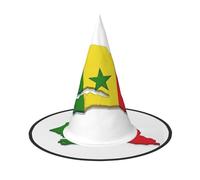 JEJEA Senegal Flag Map Print Women'S Large Witch Hat Witch Hat Witches Hats Halloween Cosplay Party Accessory