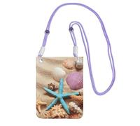 JEJEA Shells On The Beach Print Crossbody Phone Bag For Women Men, Adjustable Strap Phone Purse, For Travel Shopping