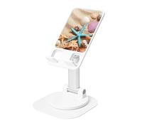 JEJEA Shells On The Beach Print Rotating Cell Stand,Cell Phone Stand For Desk,Adjustable Phone Holder, For All Phones