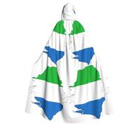 JEJEA Sierra Leone Flag Map Print Witch Wizard Hooded Cloak, Adult Halloween Party Cape, For Witch Vampire Cosplay Costume