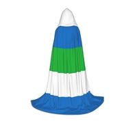 JEJEA Sierra Leone Flag Print Halloween Cosplay Christmas Party Outfits Hooded Wizard Robe Halloween Cloak Medieval Renaissance