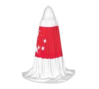 JEJEA Singapore Flag Print Halloween Cosplay Christmas Party Outfits Hooded Wizard Robe Halloween Cloak Medieval Renaissance