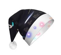 JEJEA Solar System Jupiter Saturn Print Santa Hat Adult Led, Christmas Hat With Lights For Women And Men New Year Party Supplies