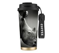 JEJEA South Africa Rhino Print Stainless Steel Insulated Mugs, Double Wall Coffee Cups, Coffee Travel Mug for Home Office