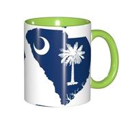 JEJEA South Carolina Flag Map Print 11 Oz Pottery Mug, Ceramic Coffee Cups Elegant Tea Mugs with Gift Box for Women with 6 Colors