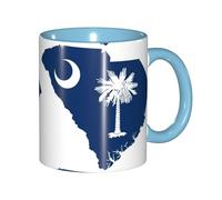 JEJEA South Carolina Flag Map Print 11 Oz Pottery Mug, Ceramic Coffee Cups Elegant Tea Mugs with Gift Box for Women with 6 Colors