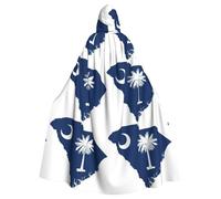 JEJEA South Carolina Flag Map Print Witch Wizard Hooded Cloak, Adult Halloween Party Cape, For Witch Vampire Cosplay Costume