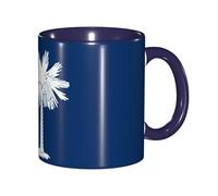 JEJEA South Carolina Flag Print 11 Oz Pottery Mug, Ceramic Coffee Cups Elegant Tea Mugs with Gift Box for Women with 6 Colors