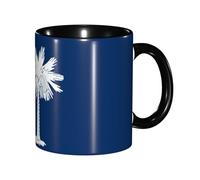 JEJEA South Carolina Flag Print 11 Oz Pottery Mug, Ceramic Coffee Cups Elegant Tea Mugs with Gift Box for Women with 6 Colors